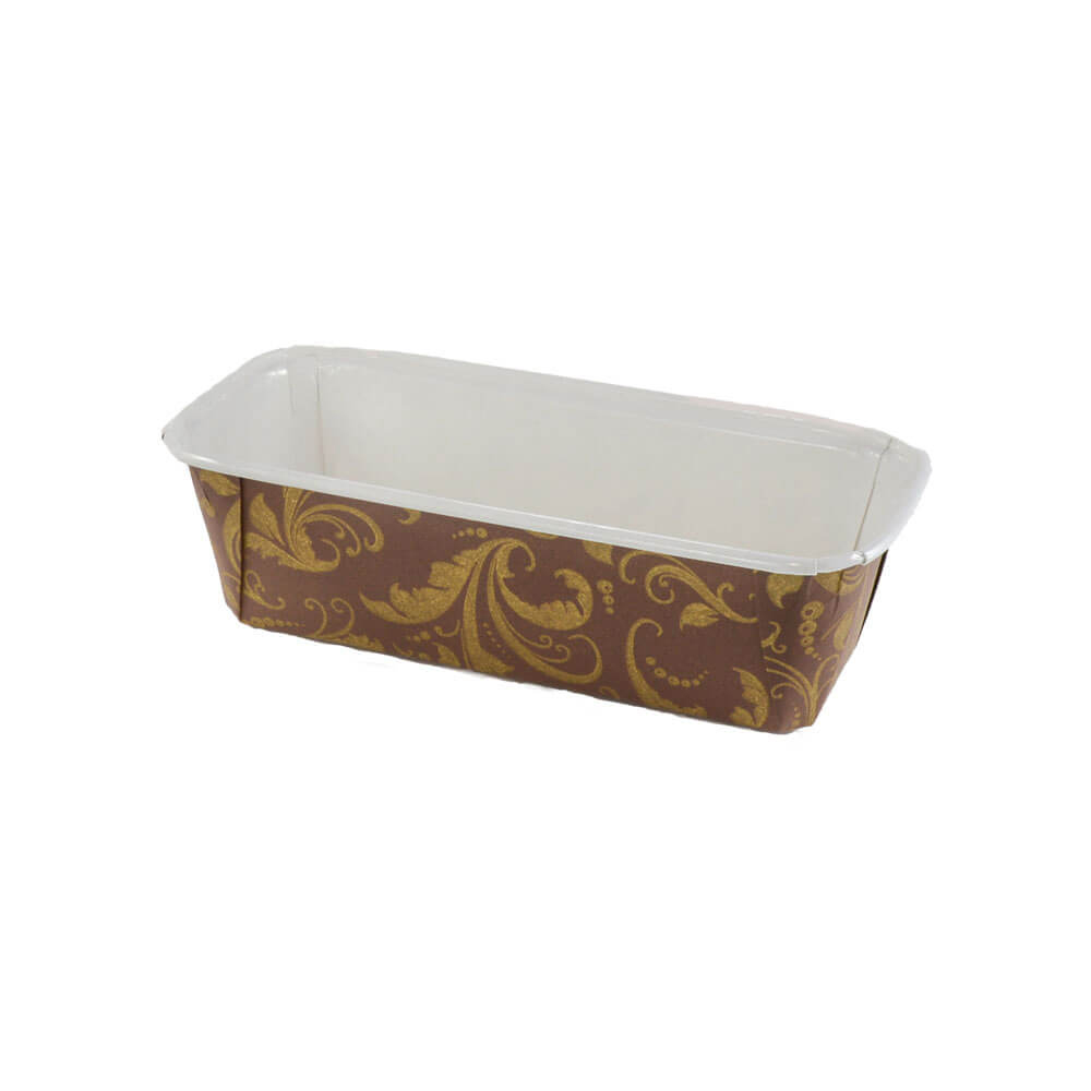 Novacart Brown and Gold Plumpy Loaf Baking Mold, 7-7/8" x 2-7/8" x 2-1/2" - Case of 480