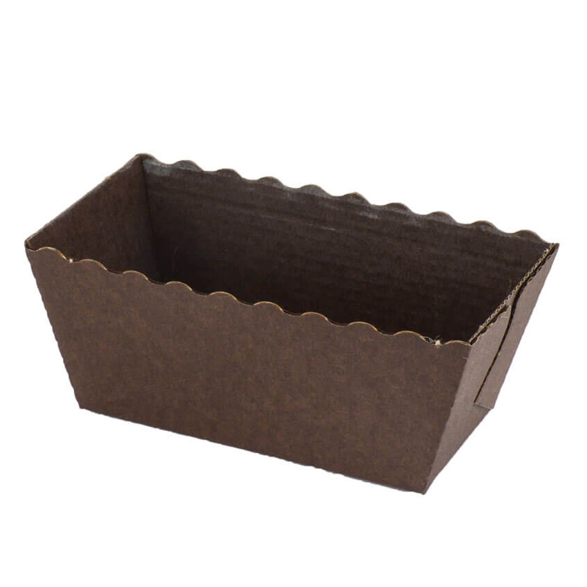 Novacart Dark Brown Easybake Paper Baking Mini Loaf Pan, 3-1/8" x 1-9/16" Base x 1-5/8" High, Pack of 100