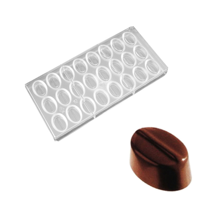 O'Creme Polycarbonate Chocolate Mold Ridged Oval, 24 Cavities