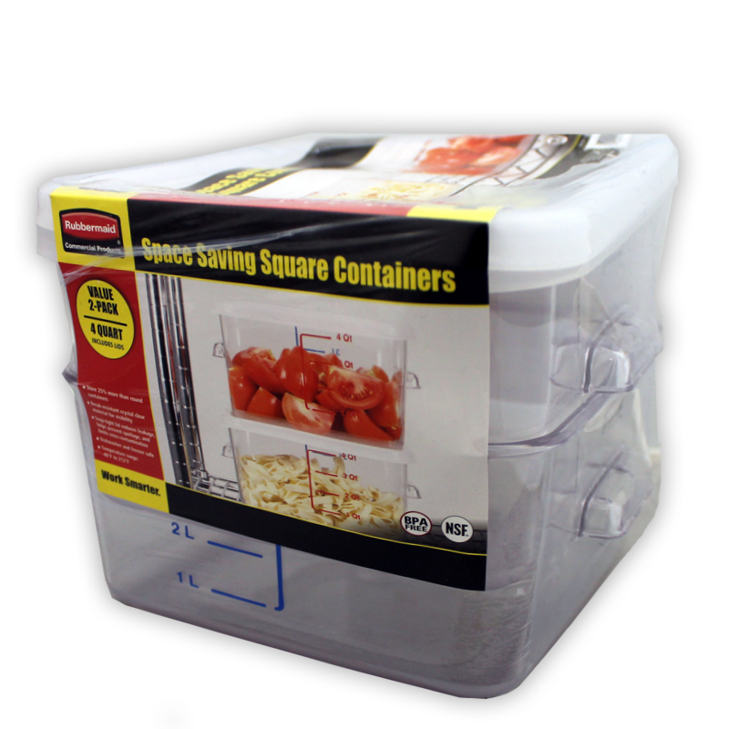 Rubbermaid Commercial Space Saving Containers, 4 Qt with lids, pack of 2 eBay