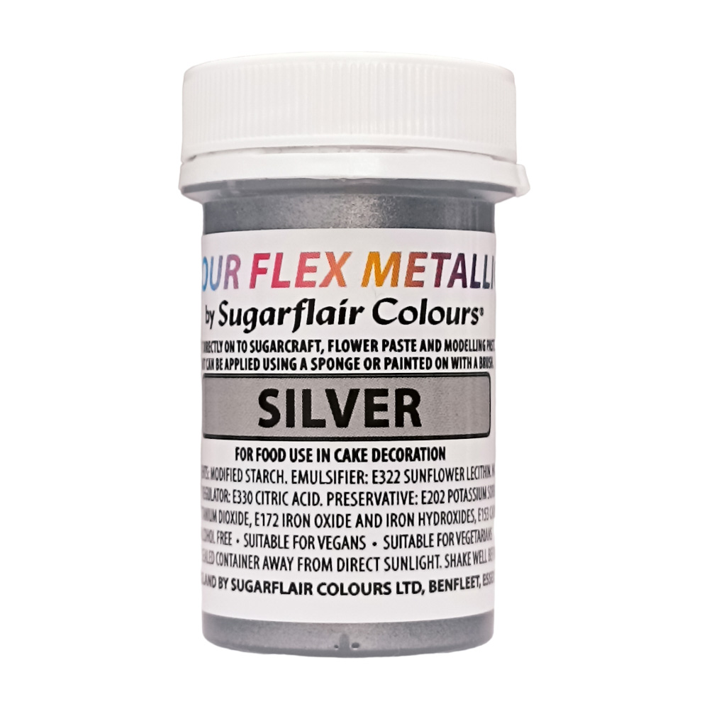 SugarFlair Edible Metallic Silver Paint, 25 ml