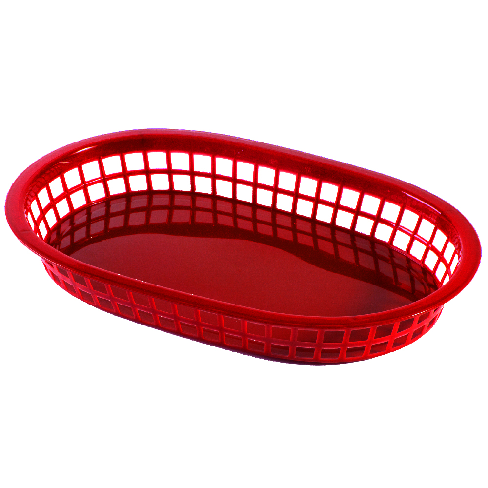 Update International Red Fast Food Baskets, 10-3/4" x 7" x 1-1/2" - Pack of 12