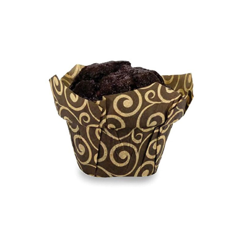 Welcome Home Brands Brown Swirl Tulip Paper Baking Cup, 2" d x 2.5" h. Case of 1000