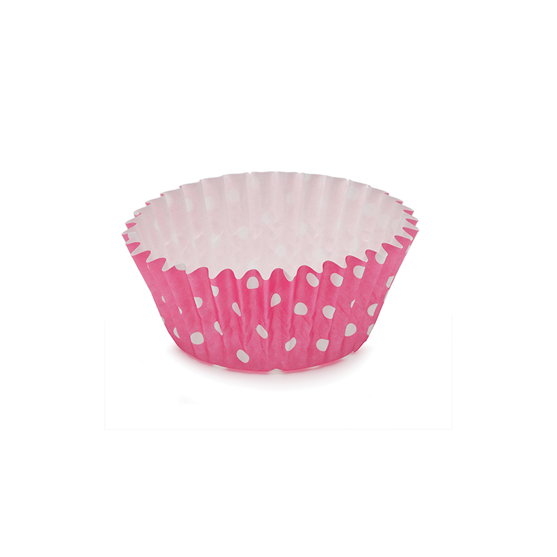 Welcome Home Brands Polka Dot Pink Ruffled Cupcake Cup, 2" Dia. x 1.2" High, Case of 1800
