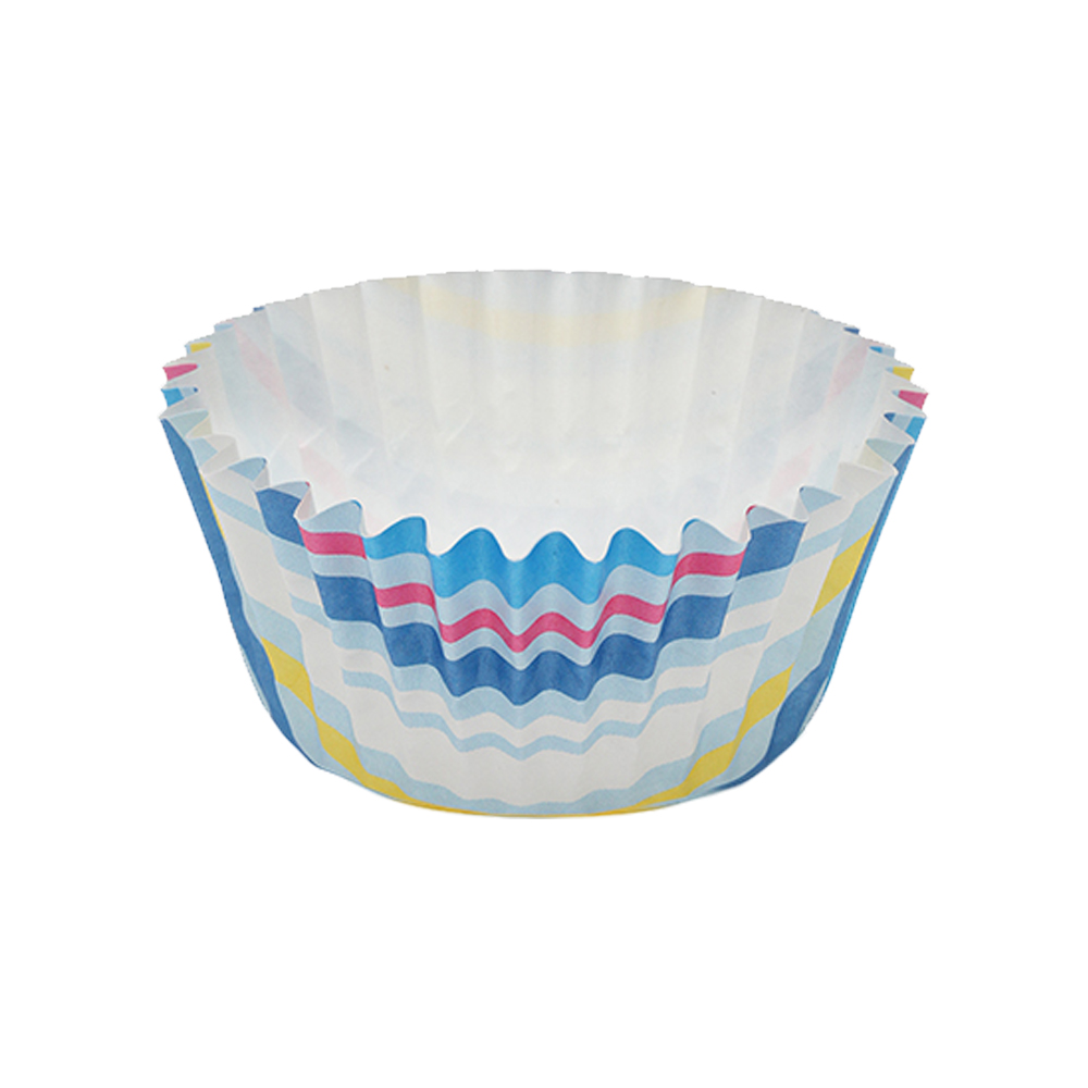 Welcome Home Brands Stripe Blue Ruffled Cupcake Cup, 2" Dia. x 1.2" High, Case of 1800