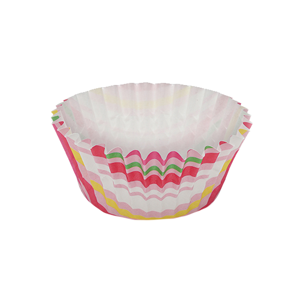 Welcome Home Brands Stripe Pink Ruffled Cupcake Cup, 2" Dia. x 1.2" High, Case of 1800