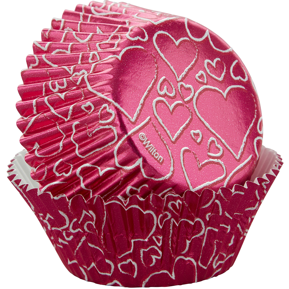 Wilton Pink Heart Valentine's Day Foil Cupcake Liners, Pack of 24