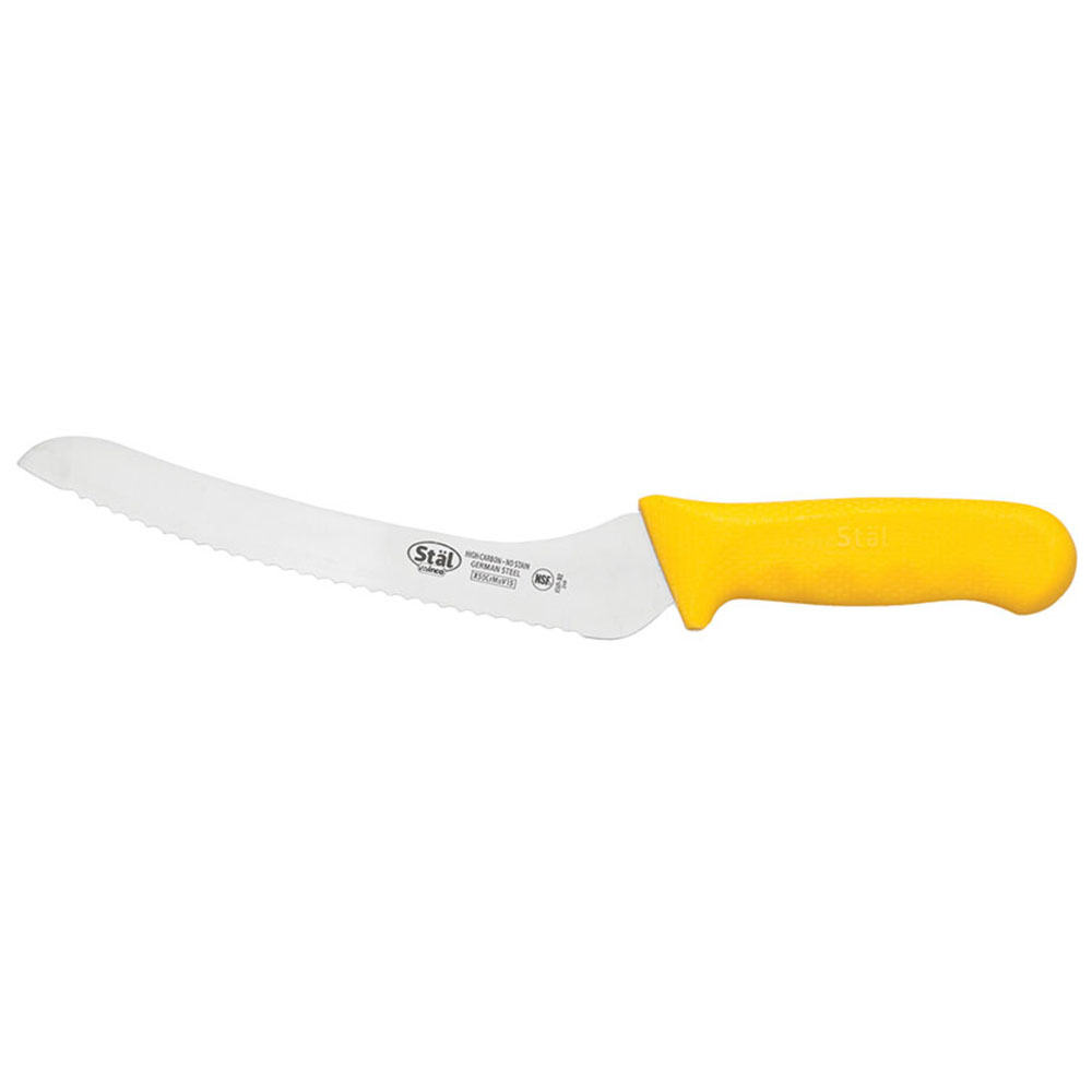 Winco Stal 9" Yellow Offset Bread Knife 