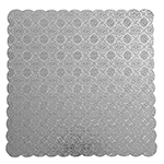 Silver Scalloped Square Cake Board, 10" x 3/32" Thick, Pack of 5
