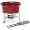 Chantal 3 Cup Ceramic Fun Fondue Set, Apple Red