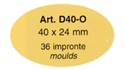 Chocolate Rubber Chablon, 40x24 mm. Overall sheet: 13.5"x11". 36 Ovals on Sheet