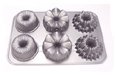 Noble Variety Mini Bundt Pans, Set of 6 Petites, 14 1/2" x 10", Cast Aluminum