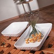 Rectangular Ridged Porcelain Platter 2-1/2" High