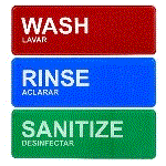 Alpine Industries SGN41 Wash, Rinse, Sanitize Signs 9" x 3"