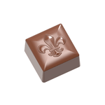 Chocolate World Clear Polycarbonate Chocolate Mold, Square Fleur De Lys, 24 Cavities