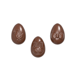 Chocolate World Clear Polycarbonate Chocolate Mold, Playful Eggs with Easter Figures, 24 Cavities