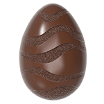 Chocolate World Polycarbonate Chocolate Mold, Egg with Stripe Design, 24 Cavities