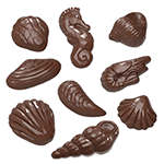Chocolate World Polycarbonate Chocolate Mold, Shells & Sea Creatures, 22 Cavities