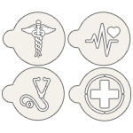Designer Stencils Medical Symbols Cookie Stencils, 4-Piece Set