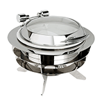 Eastern Tabletop 32308LG 6 Qt. Round Luminous Chafer w/ Glass Hinged Cover - Stainless Steel