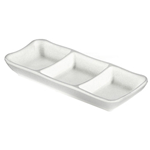 Elite Global Solutions JW2071 Zen 7 5/8" x 3 1/4" White Rectangular 3-Compartment Tray - Case of 6