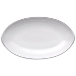 Elite Global Solutions PDS25L Viva 9 1/2" x 5 5/8" White Boat Shape Oval Plate with Black Trim - Case of 6