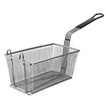 FMP Fry Basket W/ Plastic-Coated Handle, 13-1/4" x 9-1/4" x 6": Twin, Front Hook
