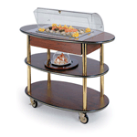 Geneva 3630601 Dessert Display Cart With Dome Cover, Top Cut-Out - Round-Oval - Gray Sand Laminate Finish