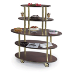 Geneva 37212 Pastry & Dessert Cart With Rounded Oval Shelves - 5 Shelf - Mahogany Laminate Finish