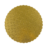 Gold Scalloped Round Cake Board, Solid Cardboard, 3/32" Thick, 12", Case Of 50