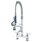 Krowne Metal 18-606L Royal Series 8" Center Deck Mount Space Saver Pre-Rinse with Add-On Faucet and 6" Spout