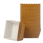 Novacart Beige Easybake Square Baking Mold, 2-3/8" x 2-3/8" x 1-3/8" - Pack of 60
