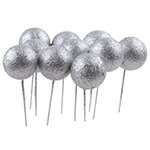 O'Creme 1" Silver Glitter Ball Cake Toppers, Pack of 100