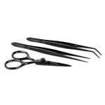 O'Creme Black Stainless Steel Tweezers & Scissors, Set of 3 