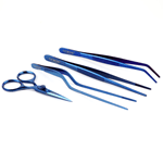 O'Creme Blue Stainless Steel Tweezers, Set of 4 