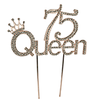 O'Creme Gold Rhinestone '75 Queen' Cake Topper