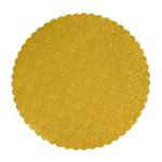 O'Creme Gold Scalloped Corrugated Round Cake Board, 8", Pack of 10