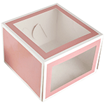 O'Creme Pink Square Cake Box with Top & Front Window, 10" x 10" x 7" - Pack of 10