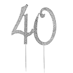 O'Creme Silver Rhinestone 'Number Forty' Cake Topper