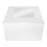 O'Creme White Cardboard Cake Box with Window, 8" x 8" x 4" - Case of 100