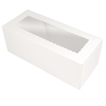 O'Creme White Log Box with Scalloped Window, 16" x 6" x 5" H - Pack Of 5