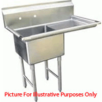 LJ2424-1R One Compartment NSF Commercial Sink with Right Drainboard - Bowl Size 24 x 24
