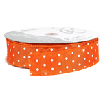 Orange with White Dots Wired Ribbon, 1-1/2" Wide, 50 Yards