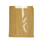Packnwood Brown Kraft Bag with Window, 11" x 7.1" x 2.25" - Case of 1000