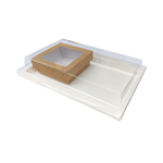 Packnwood VIP Sugarcane Serving Tray Kit & Kraft Box With A Window Lid, 10.8 x 7.7 x 2.5 inches, Case of 200