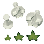 PME Plunger Cutters, Plastic, 3 Pc. Set: Veined Ivy Leaf