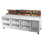 Turbo Air TPR-93SD-D6 Super Deluxe 6 Drawer Pizza Prep Table 31 Cu. Ft.