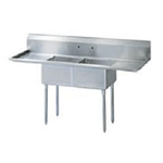 LJ1216-2RL Two Compartment NSF Commercial Sink with Two Drainboards - Bowl Size 12 x 16