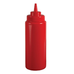 Update International Red Plastic Wide Mouth Squeeze Bottles, 24 oz. - Pack of 6