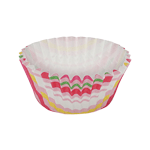 Welcome Home Brands Stripe Pink Ruffled Cupcake Cup, 2" Dia. x 1.2" High, Case of 1800